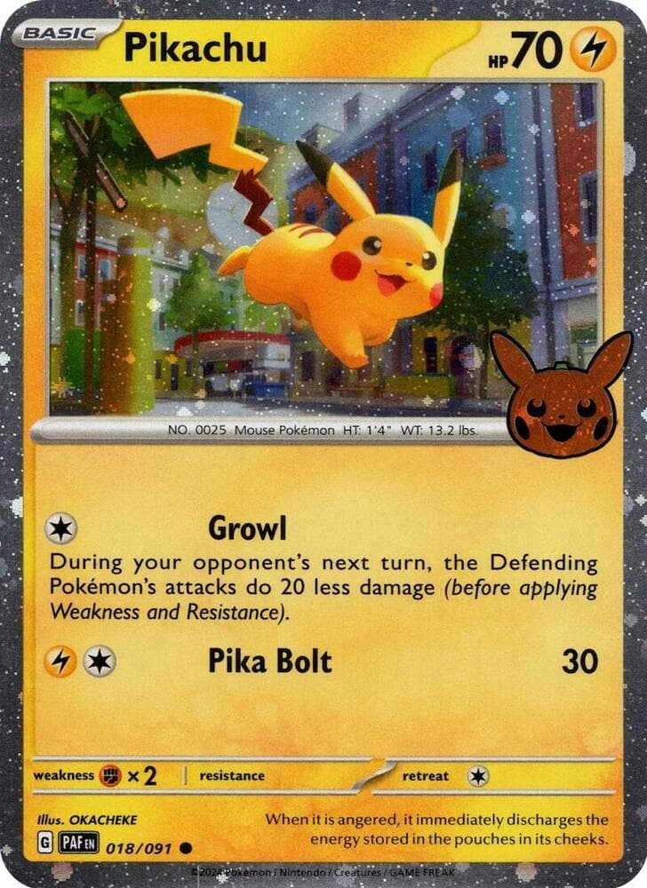Pikachu - 018/091 (Cosmos Holo) - NM